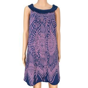 Anthropologie Moulinette Soeurs 100% silk Crepe Floral Shift Dress Purple Sz 8